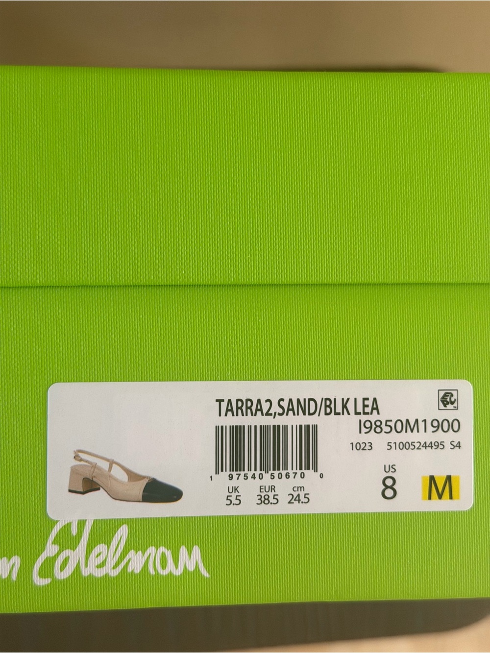Sam Edelman Two-Tone Square Toe Slingback Flats in Black and Beige - Picture 5 of 5